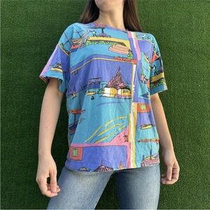Vintage Ken Done Tee All Over Print T-Shirt Australia Pop Art Maldives Sz Small